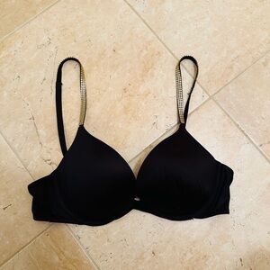 Victorias Secret Very Sexy Push Up Bra Padded Underwire Womens 36B Gold Beads